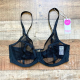 Freya Black Mesh Underwire Plunge Lingerie Bra NWT- Size 34DDD