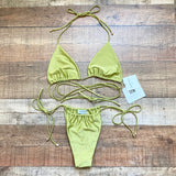 Janthee Berlin Lime Green Triangle Halter Bikini Top NWT- Size XL (we have matching bottoms)