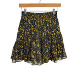 Olivaceous Navy with Mustard/Gold Metallic Floral Print Ruffle Skirt NWT- Size S (we have matching top, sold out online)