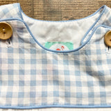 The Smocked Flamingo Blue/White Checked Smocked Walker Bubble- Size 6M (see notes)