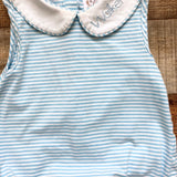The Smocking Place Blue/White Striped Walker Bubble- Size 6M (see notes)