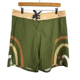 Of One Sea Swim Men's Olive Striped Shorts- Size 33