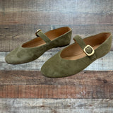 Madewell Green Suede Leather Buckle Ballet Flats- Size 9 (sold out online)