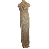 JONA By Fjolla Nila Gold Sequins Open Back Dress with Slit- Size ~M/L (no size tag, fits like M/L)