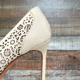 Manolo Blahnik White Patent Leather Laser Cutout Heels- Size 36 (see notes)