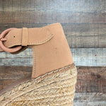Marc Fisher Tan Alida Leather Espadrille Wedge Sandals- Size 9.5 (see notes)