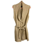 White House Black Market Heathered Tan Wool Blend Tie Belt Sweater Vest- Size L (sold out online)