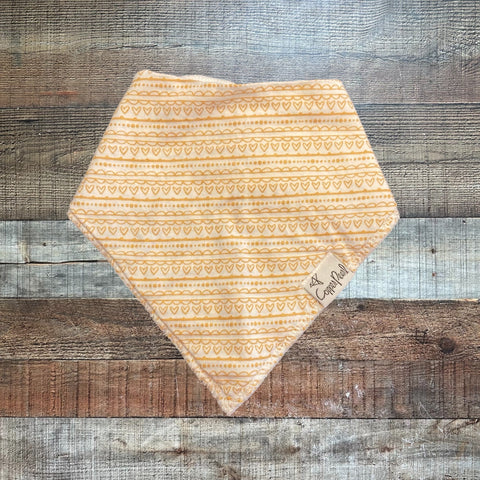 Copper Pearl White/Mustard Heart Stripes Bandana Bib