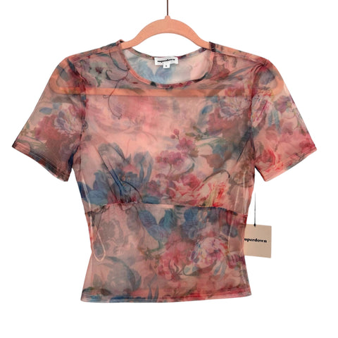 Superdown Simona Pink Floral Print Sheer Top NWT - Size S (Sold Out Online!)