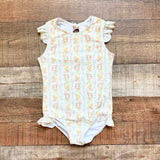 Minnow Citrus and Floral Print with Back Ribbon Tie and Cut Out One Piece- Size 3T/4T (see notes)