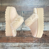 Glaze Cream Fur Lined Platform Slip Ons- Size 8