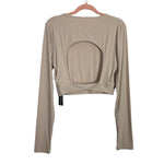 Pinspark Beige Ribbed with Back Cut Out Cropped Top NWT- Size XL