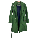 J Crew Green Belted Removable Hood Trench Coat- Size 8