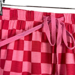 Pink Lily Pink and Red Check Drawstring Shorts- Size XL (see notes)