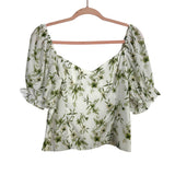 Abercrombie & Fitch White Floral Print Puff Sleeve Top - Size M
