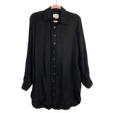 Tribe Kelley Black Silky Feel Button Up Roll Tab Dress- Size S (see notes)