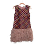 Queen Of Sparkles Light Pink Diamond Feather Dress - Size XS