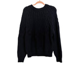 Ann Taylor Weekend Navy Cotton Blend Open Knit Sweater- Size L
