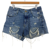 Zara Trafaluc Denimwear Denim Distressed Raw Hem Shorts- Size 10