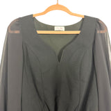 Pink Lily Black Wire Sheer Sleeve Bodysuit- Size S