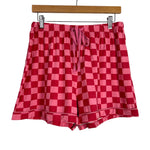 Pink Lily Pink and Red Check Drawstring Shorts- Size XL (see notes)