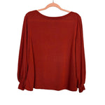 Amaryllis Brick Boat Neck Top- Size S