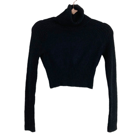 BDG Black Wool Blend Cropped Turtleneck Sweater- Size S