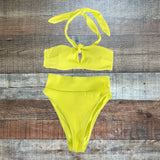 Aerie Neon Ribbed High Waisted High Cut Cheeky Bikini Bottoms- Size S (we have matching top)