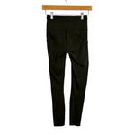 Lululemon Dark Olive with Side Pockets Raw Hem Exposed Seams Reflective Dot Leggings - Size 4 (Inseam 25”)