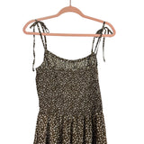 No Brand Khaki Floral Tie Strap Romper- Size M
