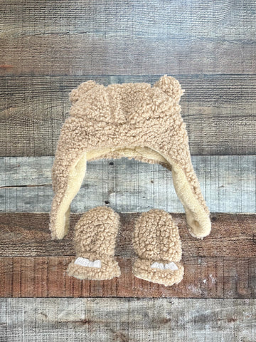 7 A.M. Enfant Tan Hat/Mittens Set - Size 0-6M