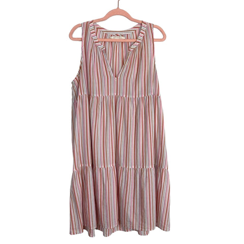 Xirena Pinks and Blue Striped Tank Dress- Size L