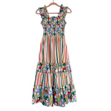 AURA Multi-Color Stripe/Pattern Such a Dreamer Smocked Midi Dress- Size XS (sold out online)