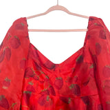 Selkie Red Strawberry Print Sheer Sleeve Dress- Size 1X