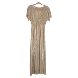 No Brand Cream Metallic Dress - Size L