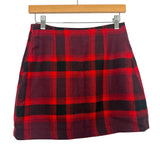 Abercrombie & Fitch Red and Black Plaid Flannel Skirt- Size 2
