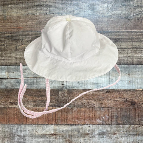 The Beaufort Bonnet Company Pink/White Striped Bow Bucket Hat - Size S
