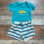 Hudson Baby Lil Surfer Dude Onesie and Striped Shorts Set- Size 6-9M  (sold as a set)