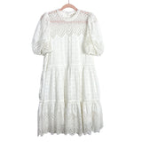 Ulla Johnson White Lace Overlay with Puff Sleeves Dress- Size 12 (see notes)