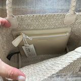 Madewell Cream Cow Leather Woven Handbag NWT