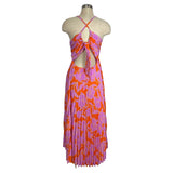 ASTR the Label Orange and Purple Back Cutout Pleated Skirt Dress NWT- Size L