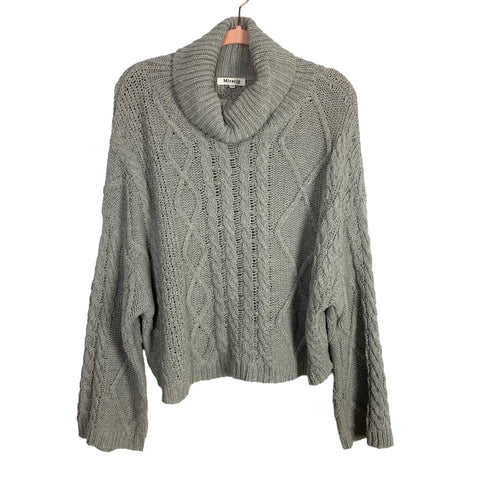 Miracle Grey Cable Knit Wide Sleeve Turtleneck Sweater- Size S/M