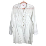 Lilly Pulitzer White Button Front Roll Tab Sleeve Dress/Cover Up- Size M (see notes)