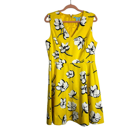 Draper James Yellow Floral V-Neck Dress NWT- Size 12