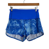 Lululemon Blue Tie Dye with Back Vents Running Shorts- Size 4