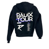 Radix Tour Black Zip Up Hooded Sweatshirt- Size XS (see notes)