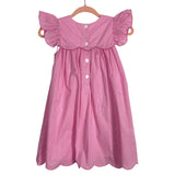 Classic Whimsy Pink Gingham with Applique Bunnies and Scallop Trim Dress- Size 8