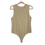 Nuuds Oatmeal Classic Crewneck Tank Thong Bodysuit-Size L