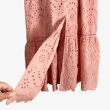 Simplee Pink Eyelet Smocked Back Dress- Size XL