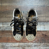 P448 Cracked Gold Textured and Printed Toe High Top Sneakers- Size 37